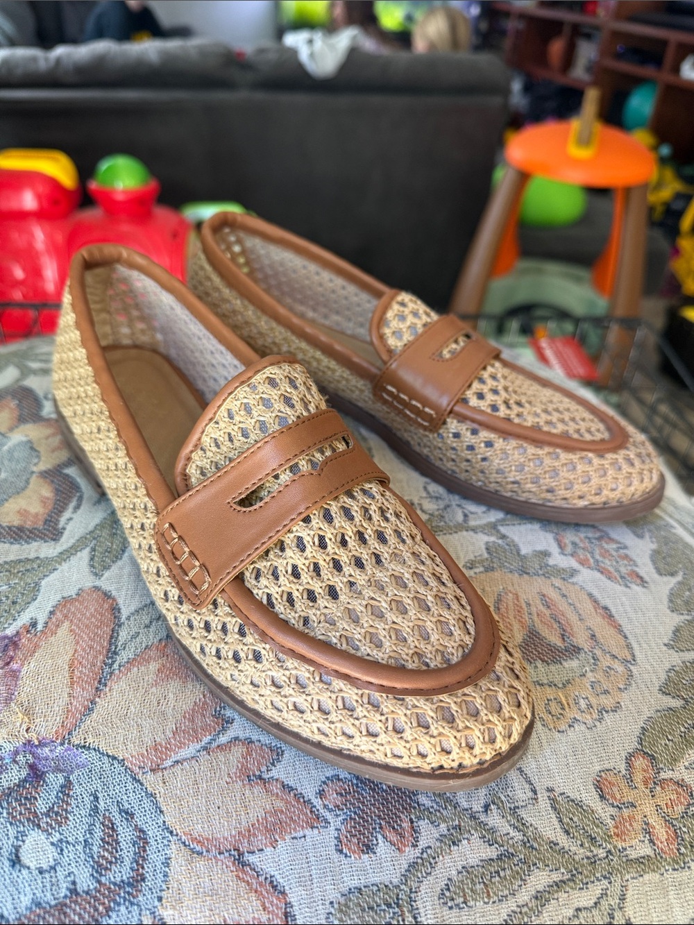 Universal Thread Tan Woven Raffia Loafers